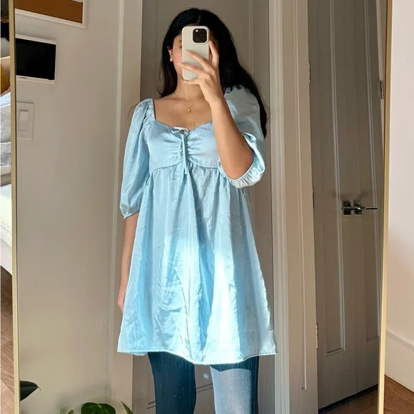 Satin blue dress size small forever 21